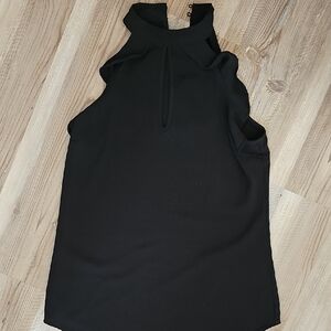 Candies High Neck Black Sleeveless Dress Shirt